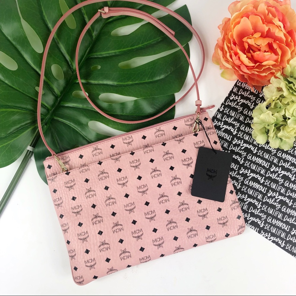MCM baby pink pouch crossbody purse clutch